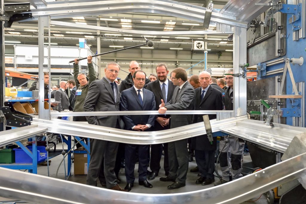 Reportage photo actualité des entreprises, visite Président Hollande chez Sigma composite