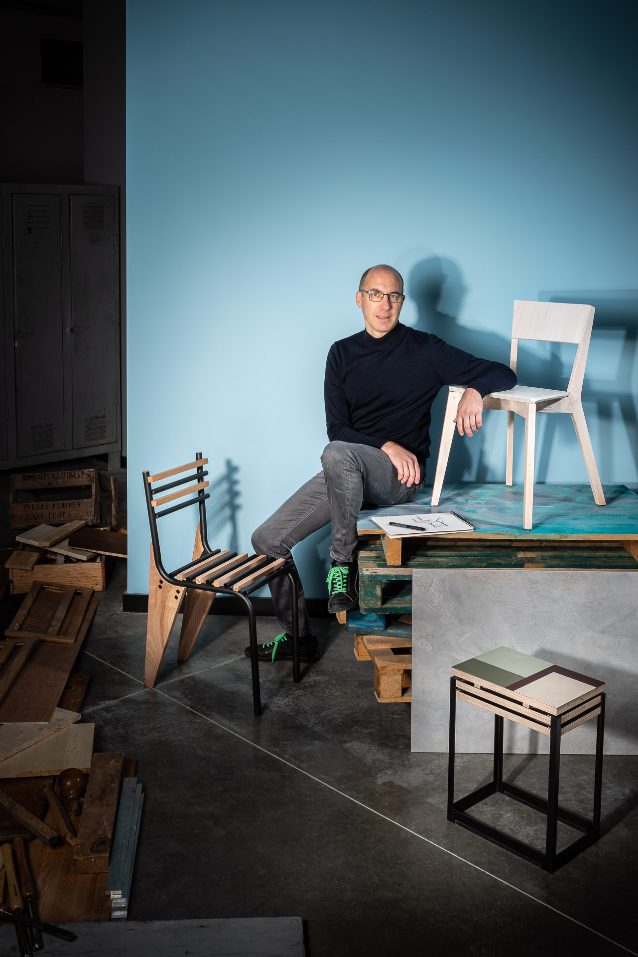 Portrait de Thierry Triolier, designer industriel. Photographe de portrait éditorial Grenoble, France.